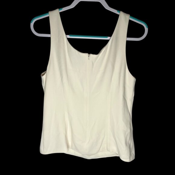 Tory Burch Womens White Sleeveless Pleated Top Size 12 Acetate Polyester Blend - Picture 3 of 5
